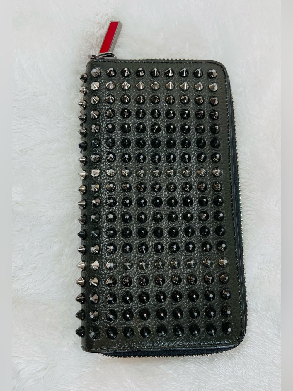 Authentic Christian Louboutin big long zip wallet spike black